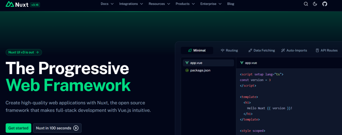 Nuxt.js homepage