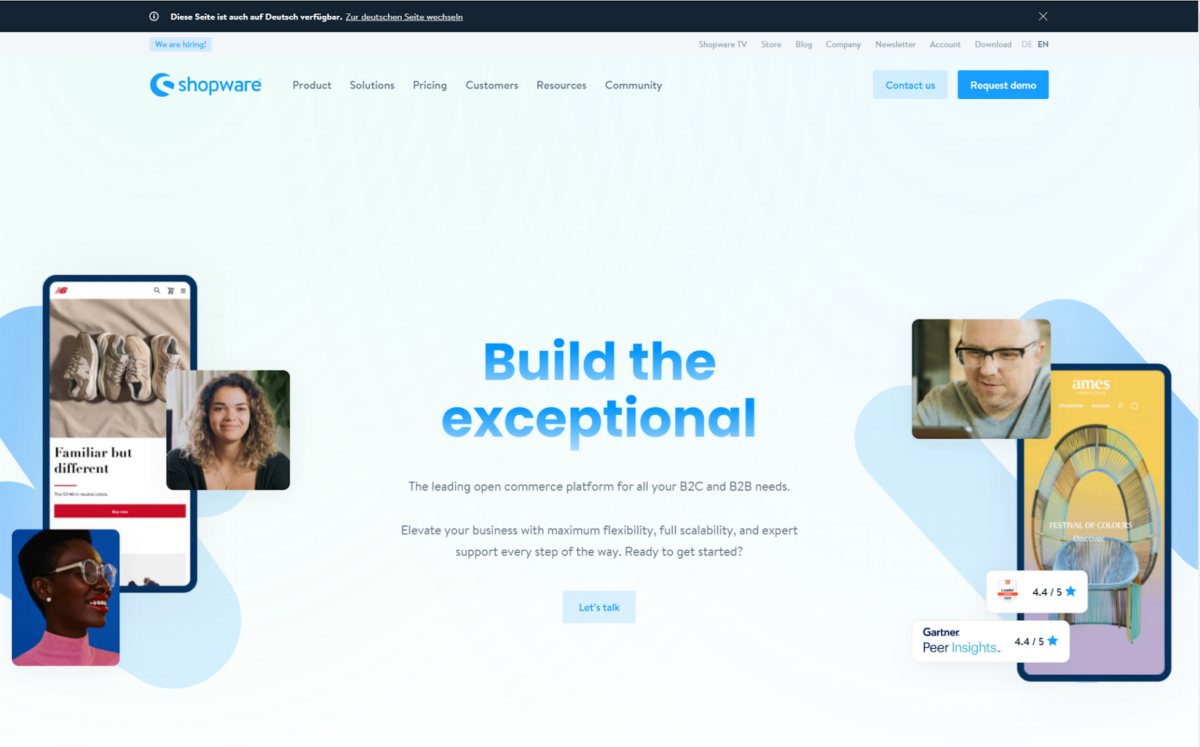shopware home page
